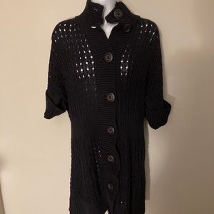 Navy Short Sleeve Cotton Sweater Coat